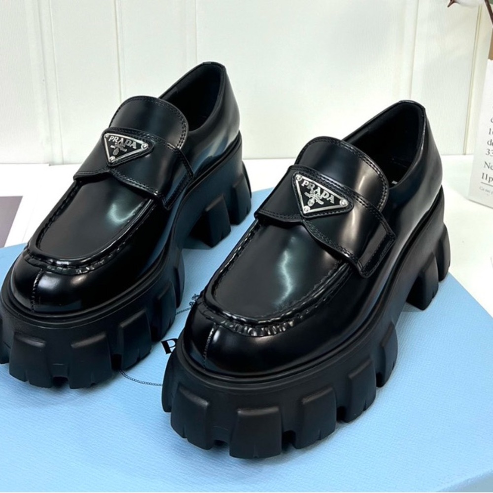 Prada Black Chunky Loafers